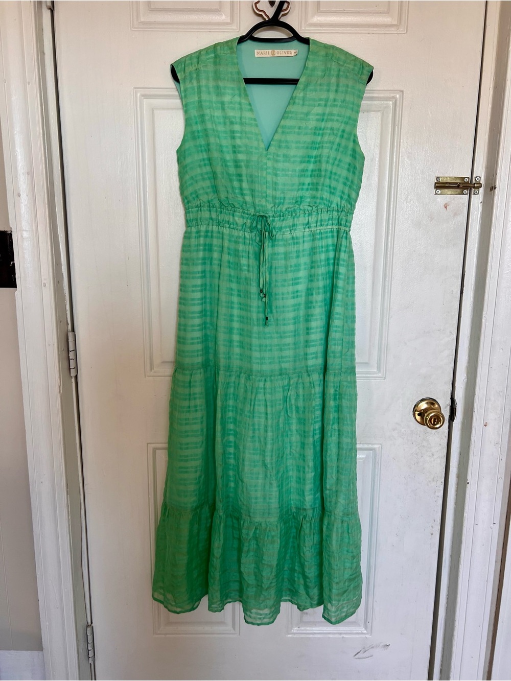 Marie Oliver | Green Sleeveless V-Neck Maxi Dress